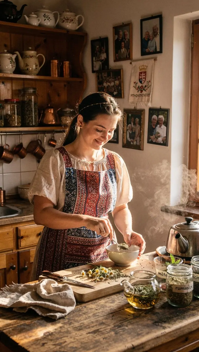 Tradičné slovenské čajové sady s rôznymi bylinkovými zmesami